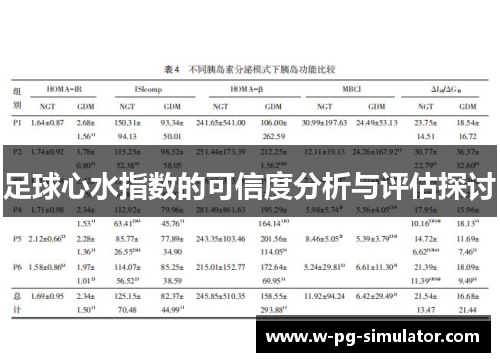 足球心水指数的可信度分析与评估探讨